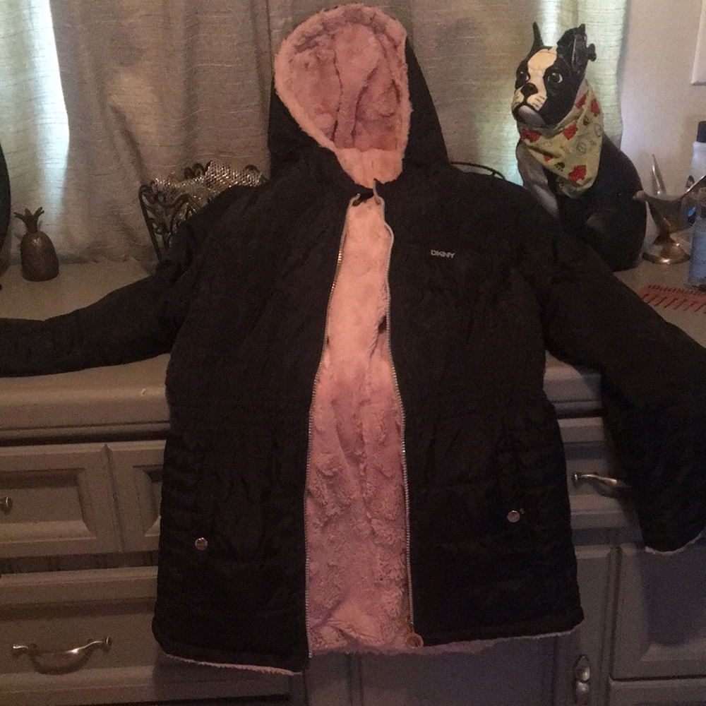 DKNY Black Jacket with Pink Lining